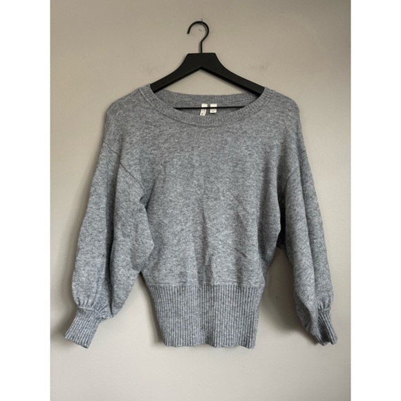 ANTHROPOLOGIE MOTH Grey Cabin Balloon-Sleeve Sweater - Picture 2 of 2